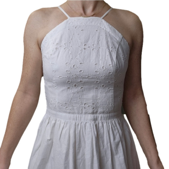 Mini dress White color Cotton Halter dress A&F Size S - Picture 2 of 14